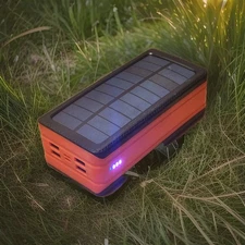 Fast Charge Portable Business 50000mAh Solar Power Bank PS-400 4-USB Port Orange