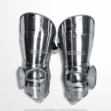 Medieval Pair of 18 Gauge Steel Plate Armor Arm Bracer Set LARP Costume Cosplay