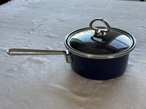 Chantal Enamel On Steel Saucepan Pot 1 Qt Glass Lid Vintage Cookware Cobalt Blue