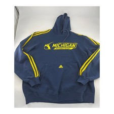 Adidas University of Michigan Sweatshirt Mens Large Blue Yellow Hoodie Sports