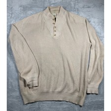 Vintage L.L.Bean Sweater Men XL Long Made USA Cotton Button Neck Fisherman Knit