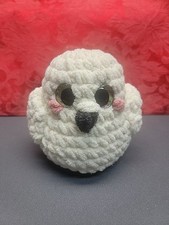 Crocheted Owl 6 Inch White Sparkly