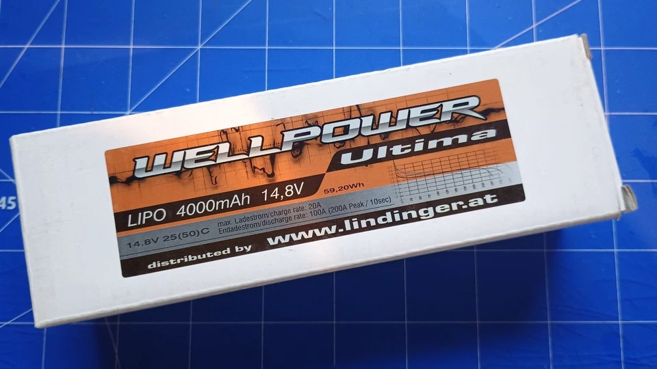 2 Stück Wellpower lipo akku ultima 4000 mAh / 4s 50C  unbenutzt neu - Bild 2 von 3