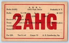 Peekskill New York NY Postcard Radio 2AHG ARRL QSL Ham Radio c1930's Vintage