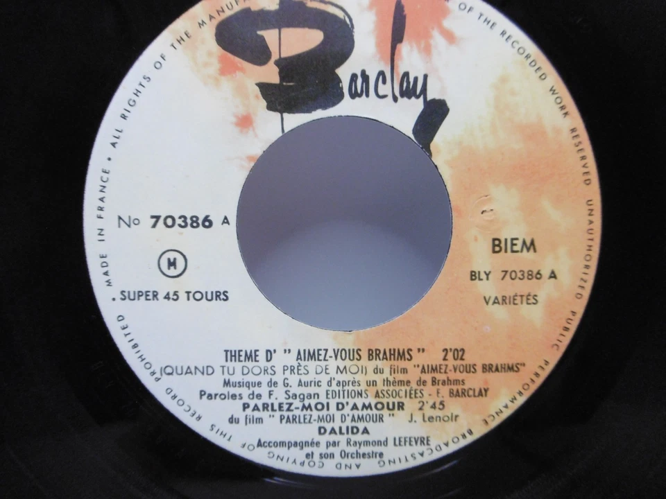 Dalida, Parlez-Moi D'Amour, France Barclay 70 386 EP, 7" 1961 - Bild 3 von 4