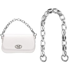16" Acrylic Purse Chain Handbag Strap with Buckle, Silver White, 0.8" Width