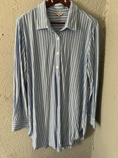 138 EBERJEY GISELE BOYFRIEND SLEEPSHIRT IN NORDIC STRIPES VISTA BLUE Sz Large
