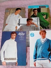 Vintage Mens Sweater Knitting Patterns X 5