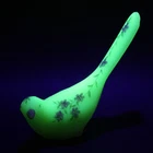 Fenton Bird Of Happiness Uranium Satin Custard Glass Glows Hand Painted Signed