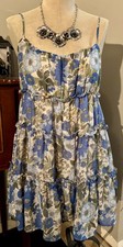Lush Womens Boho Lined Short Dress Floral & Necklace Hippie spaghetti Straps Set