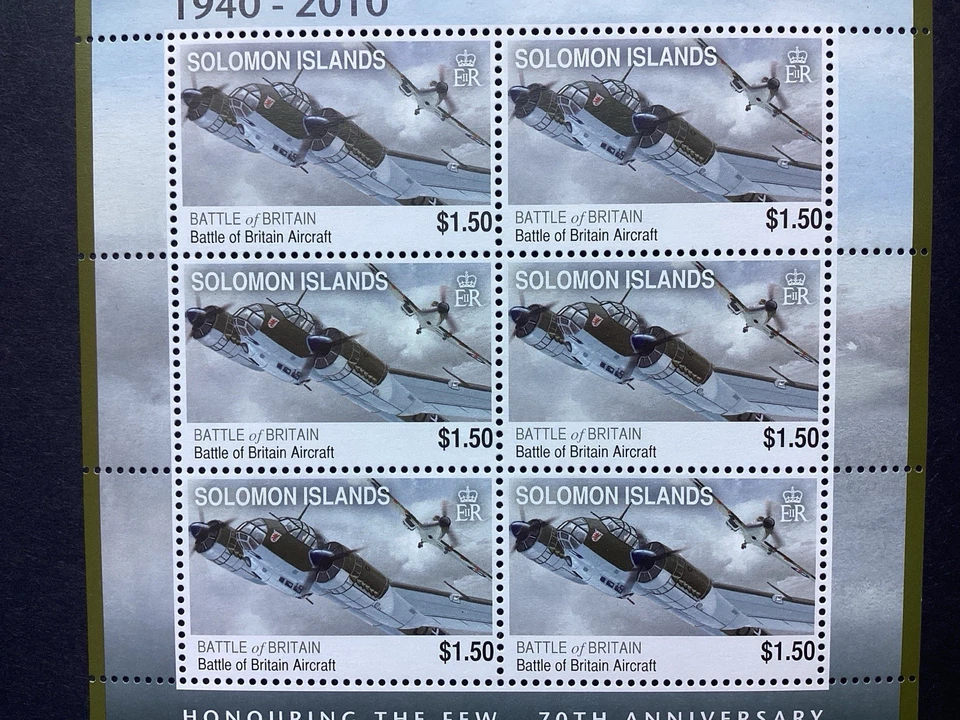 Islas Salomón 70 Aniversario Batalla de Gran Bretaña Seis $1,50 MNH. O/B307 Foto 2 de 3