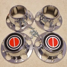 NEW 1980-1996 F150 BRONCO VAN CHROME 4x4 CENTER CAPS HUBS SET RED NEW 2 OPEN