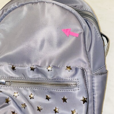 OLIVIA MILLER Silver Metallic Studded Faux Leather Mini Backpack NWOT Olivia Miller metal star studded Gray Grey handbag purse  main image 3