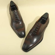 Mens Real Leather Cowhide Oxfords Wedding Business Formal Dress Lace Up Shoes Sz
