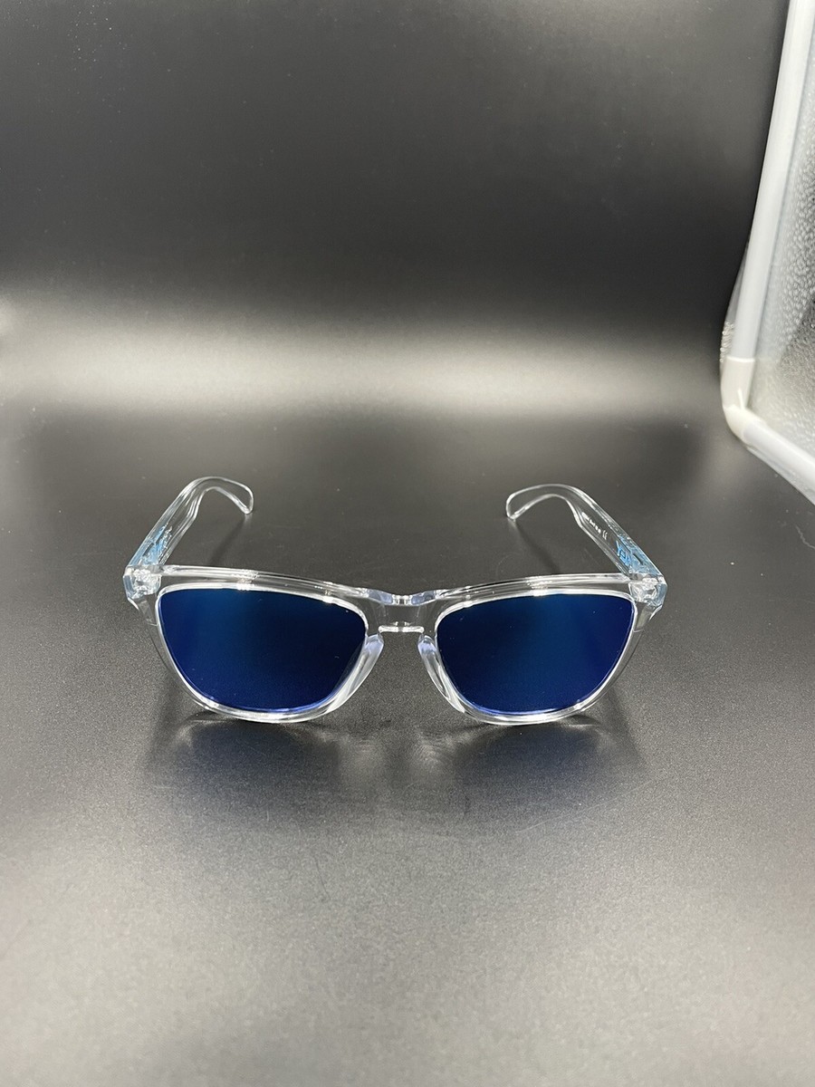 Oakley Frogskin Crystal Clear w/ Sapphire Iridium Lenses New | eBay