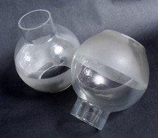 Hurricane Lamp Shade, Set of 2//Frosted Glass Globe//Light Fixture Glass
