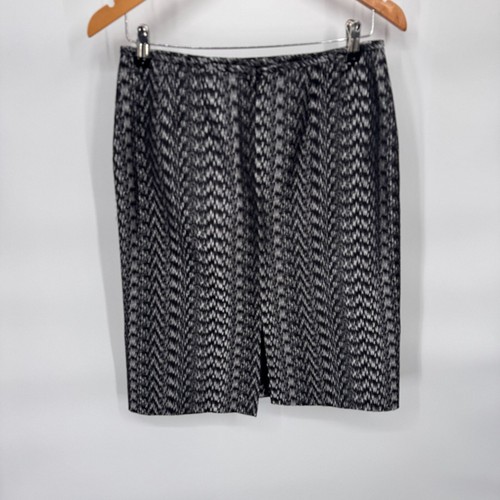 Tahari ASL Blazer Skirt Set Womens 4 Black Silver Embellished Cotton Blend VTG - Picture 12 of 17