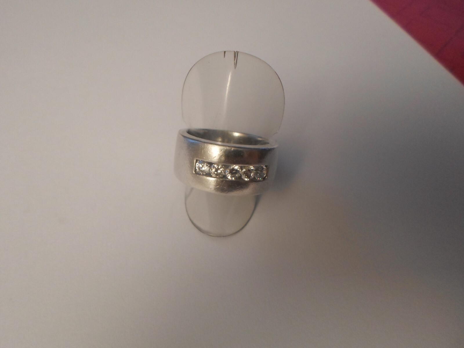 solid silver ring, zirconium inlaid ring, size 55… - image 7