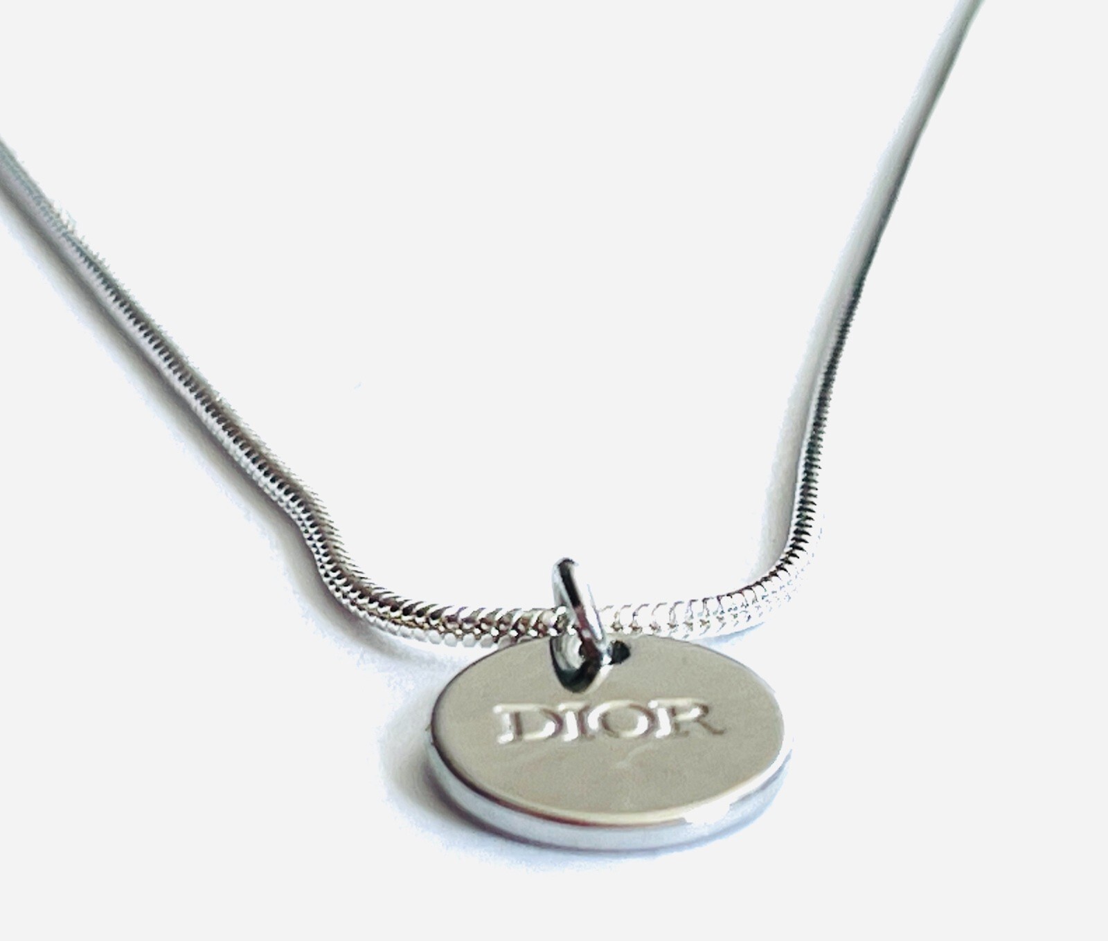 Dior Silver Zipper Pull Pendant with Chain 0.6 Inch
