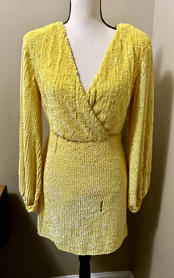 NASTY GAL Women's 4 Yellow Sequin Cocktail Dress Plunge Neck Burlesque AS IS | eBay NASTY GAL Women's 4 Yellow Sequin Cocktail Dress Plunge Neck Burlesque AS IS | eBay