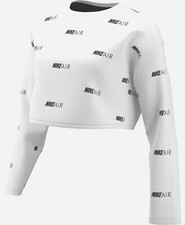 Nike Size L XL 80 Women's Air Logo-Print Crop Fleece Sweatshirt Pullover
