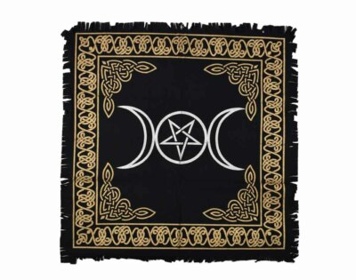 ALTARTARTUCH Triple Moon Schwarz & Gold Design Hochwertiges Tuch - 26 x 26 Zoll