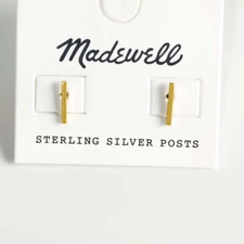 New 11mm MadeWell Bar Small Stud Earrings Gift Vintage Women Minimalist Jewelry