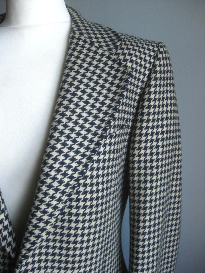 CHAQUETA JAEGER LANA PURA 38 LARGA azul blanco lindybop pata de gallo para hombre Italia negra Foto 2 de 4