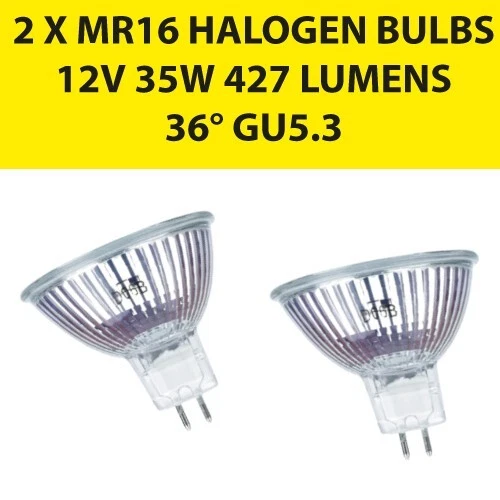 2 X MR16 GU5.3 12V 35W HALOGEN BULBS ***DIMMABLE***