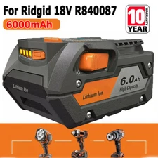 18 Volt Hyper 6.0Ah Lithium Ion Battery For Ridgid 18V R840087 R840085 Rigid 18V