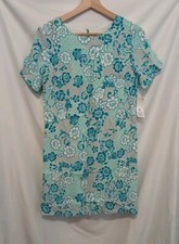 Lucy Love Dress XS Blue Floral Print Short Sleeve Button Back Lined