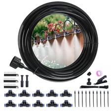 360°Adjustable Drip Irrigation Kits System, 33FT Garden Watering System with 10P