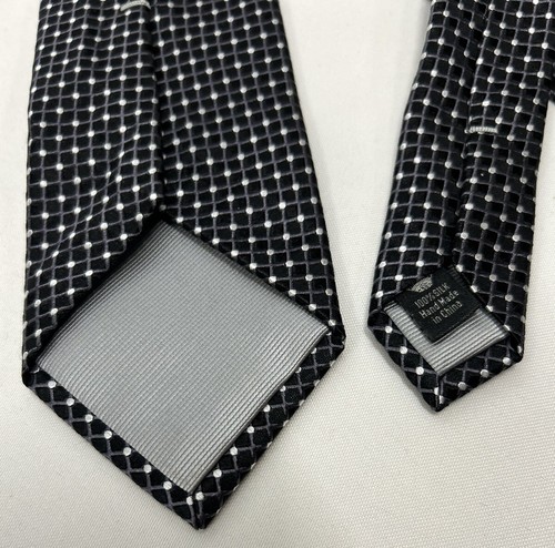 Countess Mara Black White Gray Diamond Check Elegant Mens Silk Tie Necktie 58” - Picture 8 of 9