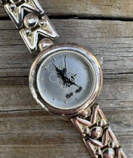Disney Time Works Mickey Mouse Standing Icon 7.5" Watch Bracelet VNG Silver Tone