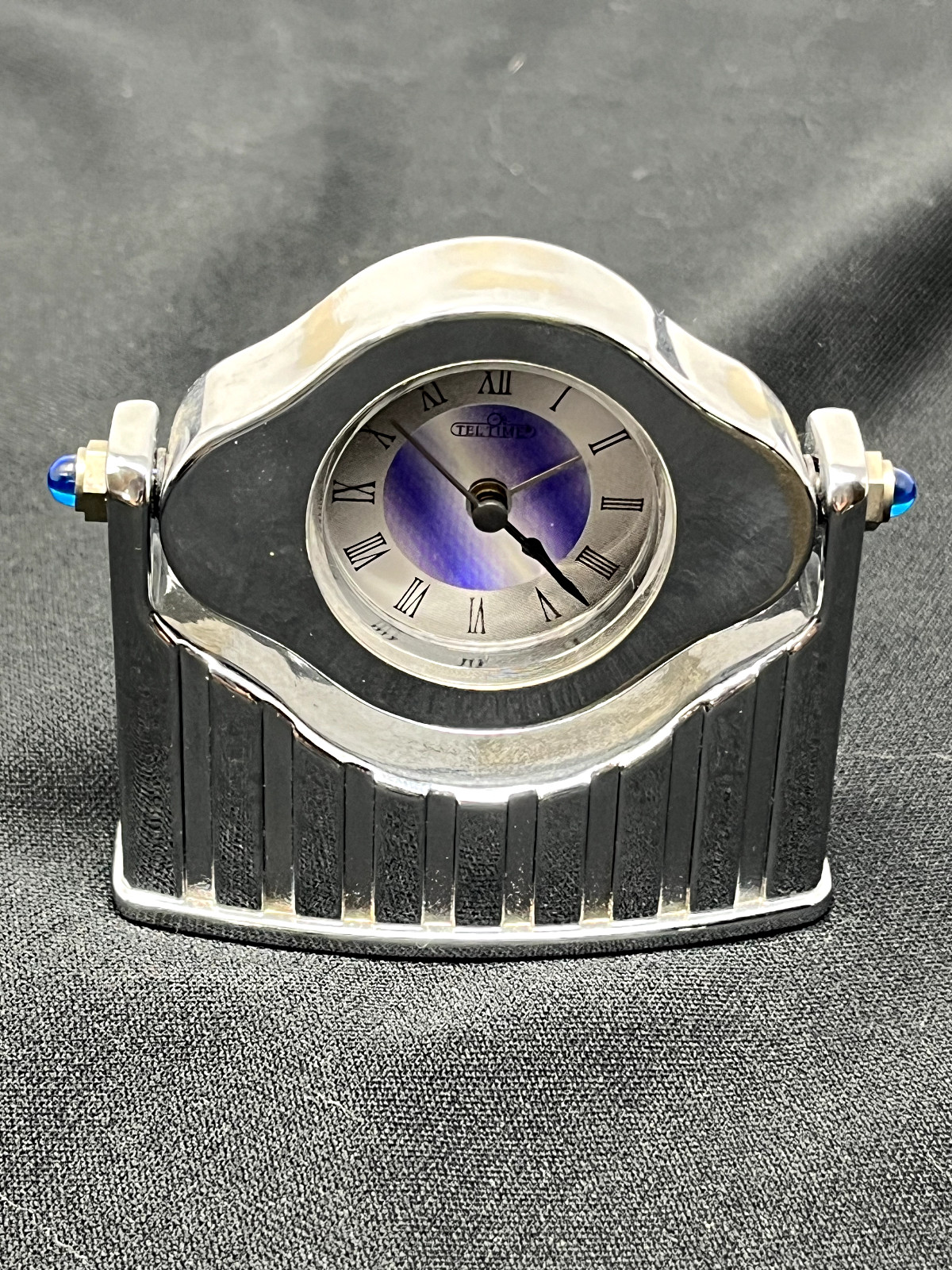 Small Silver Desk Alarm Clock Elegant Gift, 3" Wide 2 5/8" Tall 1 1/8" Deep.