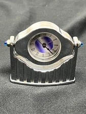 Small Silver Desk Alarm Clock Elegant Gift, 3" Wide 2 5/8" Tall 1 1/8" Deep.