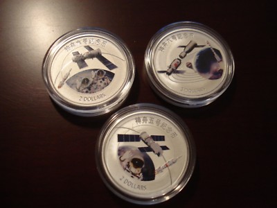 3 Stück x Cook Islands 2 Dollars 2013 Silber Weltall Kosmos Space Coins SELTEN.!