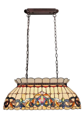 Tiffany Style Stained Glass Victorian Pool Game Table Ceiling Island 3 Bulbs