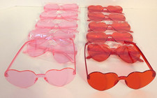 Sunglasses 12 Pack Rimless Transparent Color RTBOFY Heart Shaped Party Favor NEW