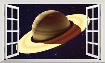 Saturn Planet Magie Fenster Wandbild Selbstklebend Aufkleber Abziehbild Druck Poster 3D