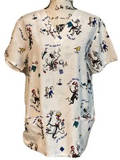 Dr. Seuss Cat in the Hat White Medical Scrub Women's Sz M Front Pockets EUC