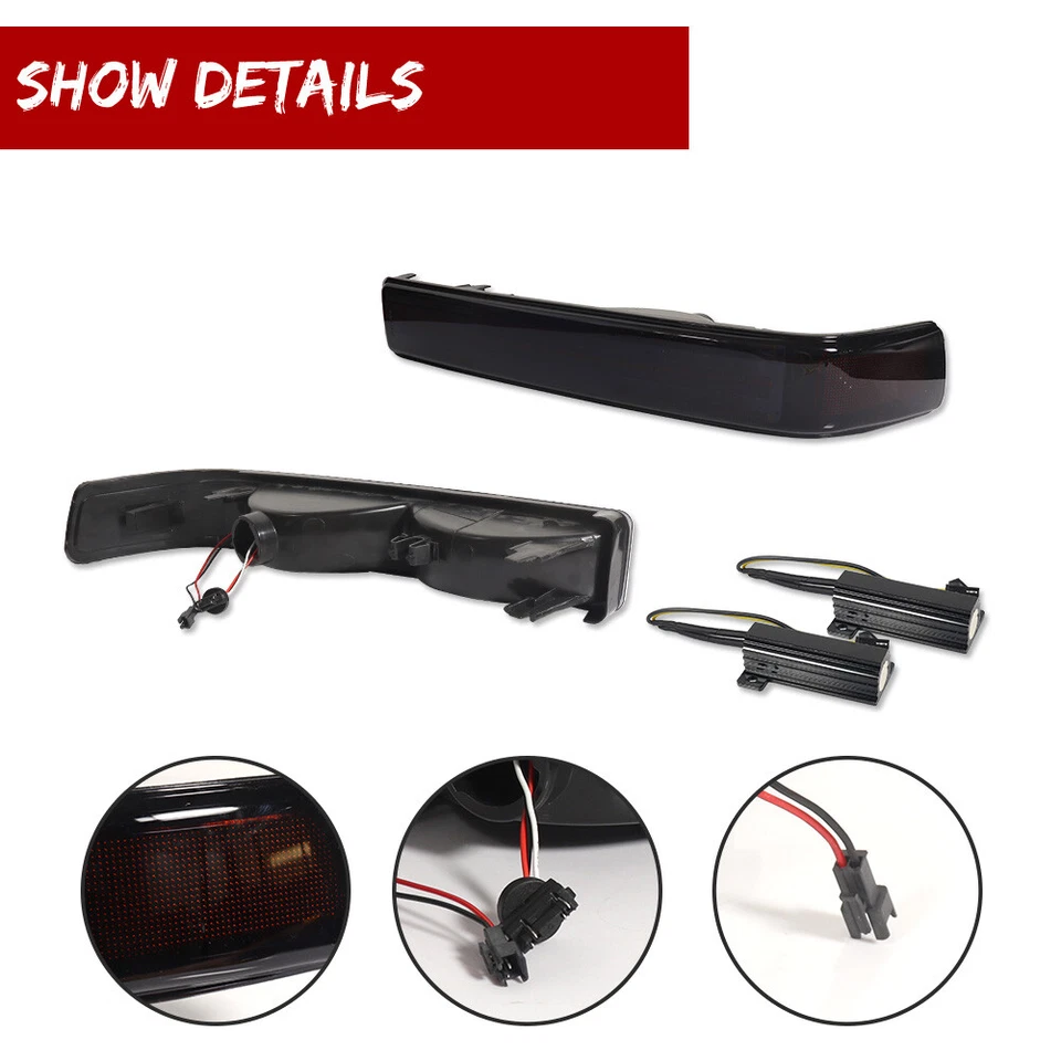 Se adapta a Chevy S10 Blazer Sonoma 1998-2004 humo LED parachoques luces de señal lámparas L+R Foto 4 de 4