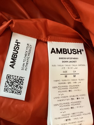 VESTE officiel COURTE HOMME EMBUSCADE REMBOURRÉE BOUFFANTE ORANGE MANGUE PRIX DE VENTE CONSEILLÉ 2085 £