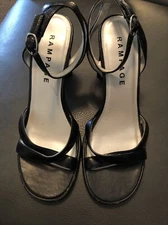 Women’s Vintage Rampage Black Ankle Strap Block Heels Size 7.5 2000’s