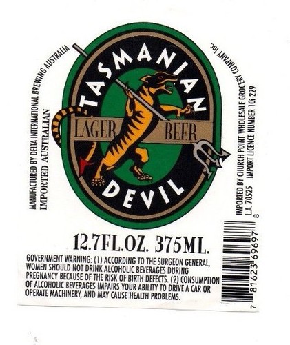Australia - Beer Label - Delta International Brewing - Tasmanian Devil