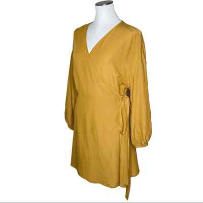 Madewell Linen-Blend Balloon-Sleeve Wrap Dress size Medium | eBay