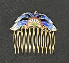 Multicolored Gold Tone Peacock Style Enamel Hair Comb Hairpin