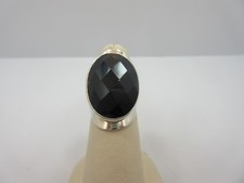 Sterling Silver OVAL Black ONYX engagement Ring 925 Cocktail Wedding Band 6
