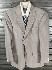 VINTAGE Haggar Magic Stretch Check Disco Leisure Suit Blazer Jacket Mens 42 L