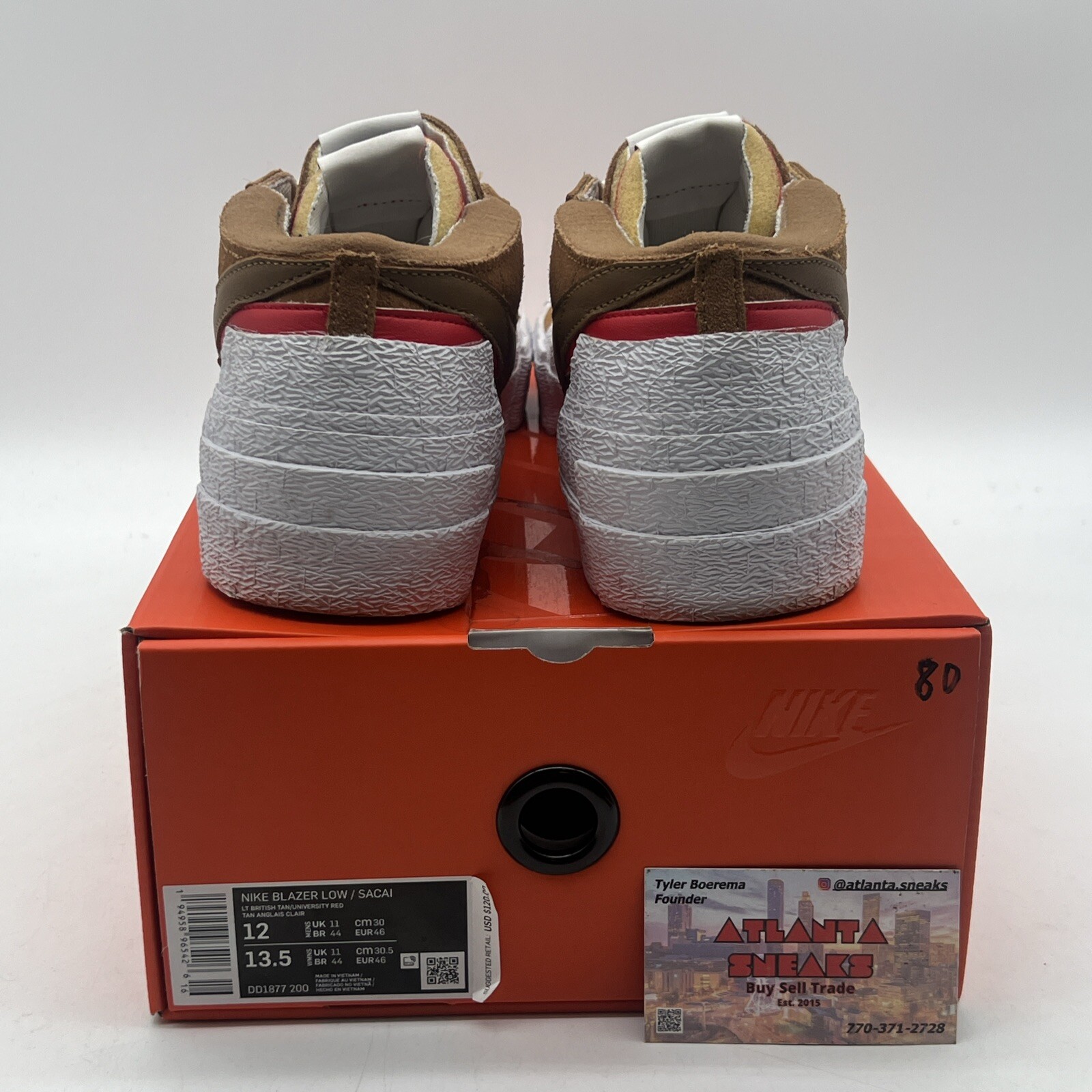 SACAI X NIKE Taglia 12 Nike Sacai x Blazer marrone chiaro britannico camoscio bianco (DD1877 200)